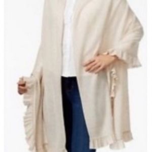 Charter club cashmere wool ruffle wrap NWT beige
